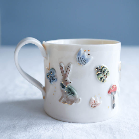 Mug * Translucent porcelain, rabbit & 2 snails