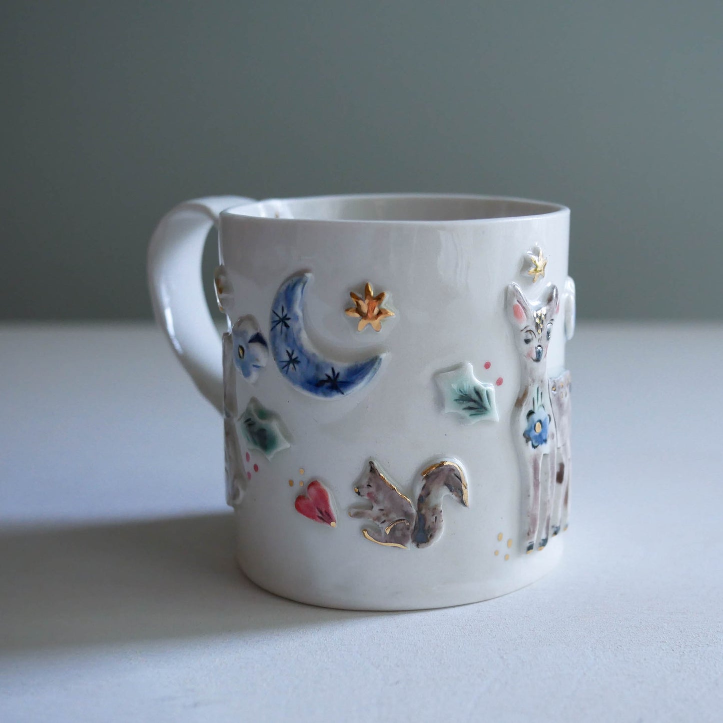 Mug * Winter wonderland * candy cane, deer, rabbit