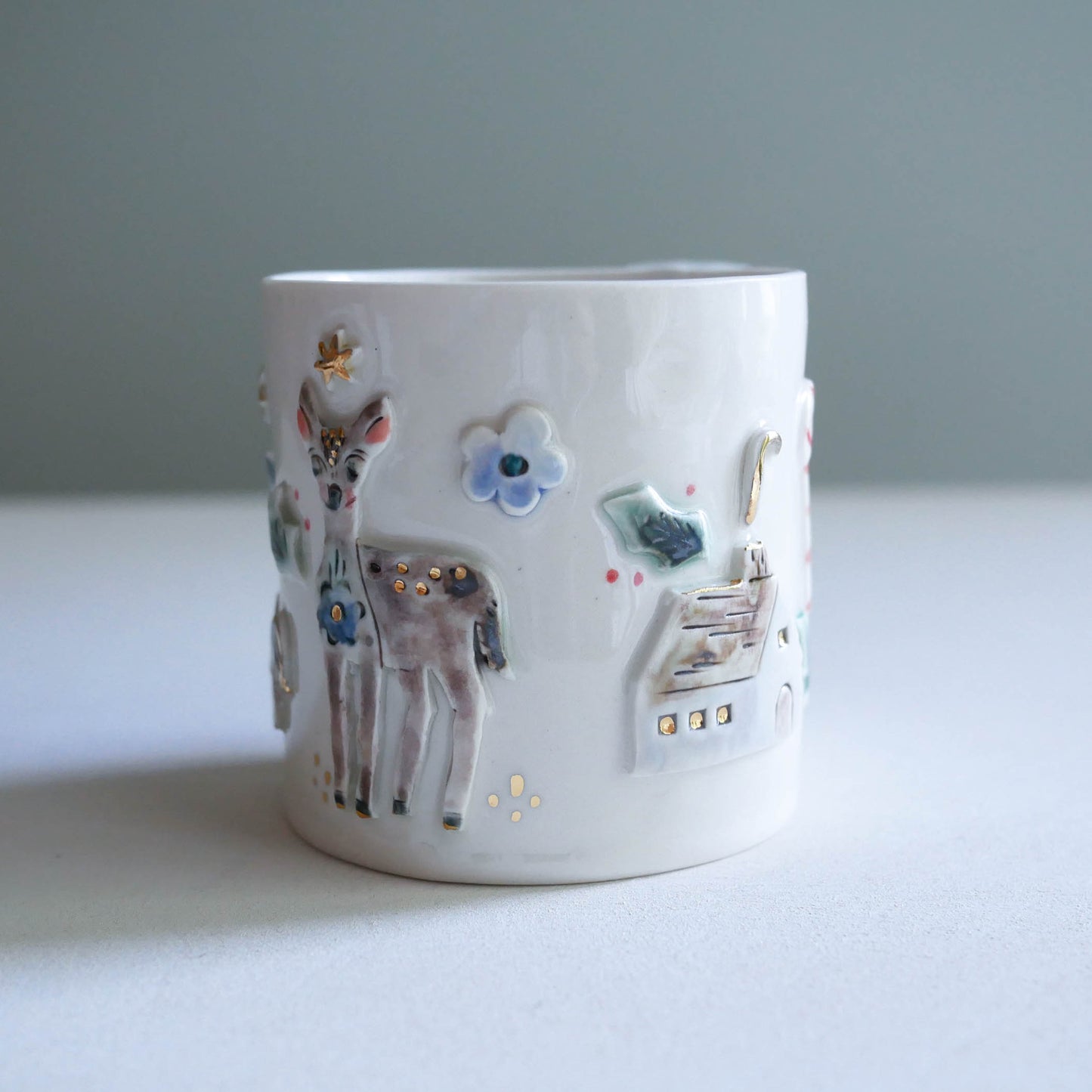 Mug * Winter wonderland * candy cane, deer, rabbit