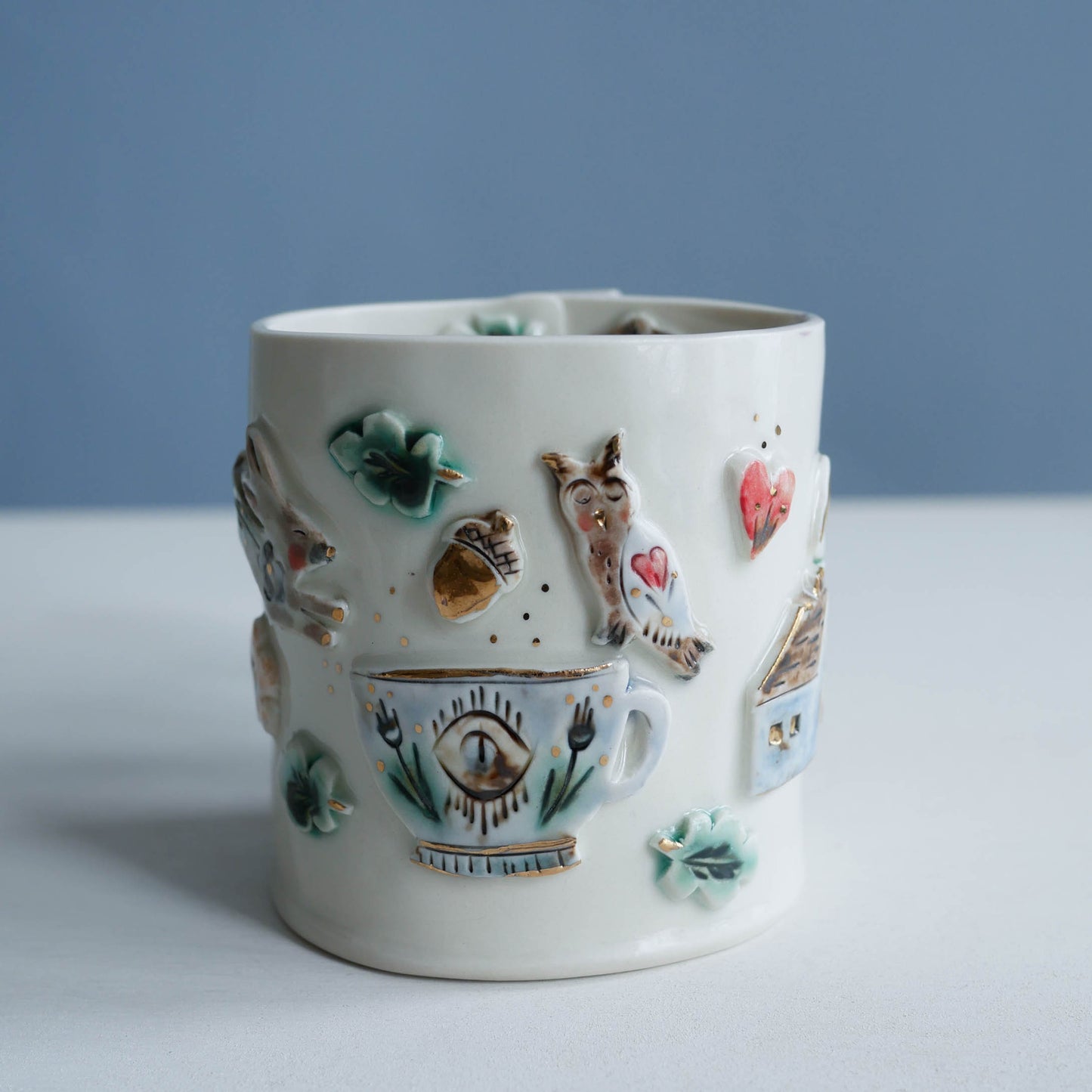 Mug * Teacup, acorns, cabin, rabbits