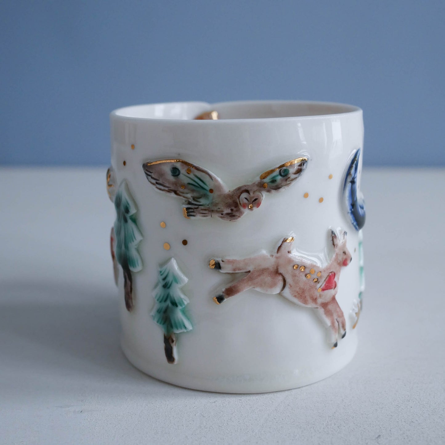 Mug * Woodland Winter Owl, Deer Candy Canes