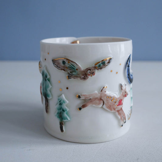Mug * Woodland Winter Owl, Deer Candy Canes
