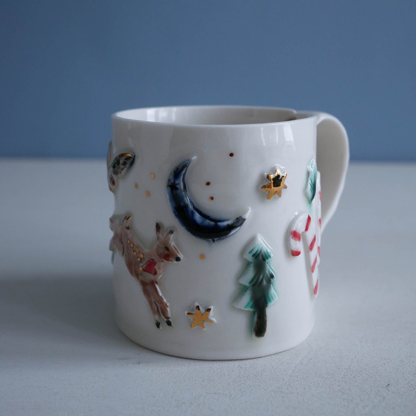 Mug * Woodland Winter Owl, Deer Candy Canes