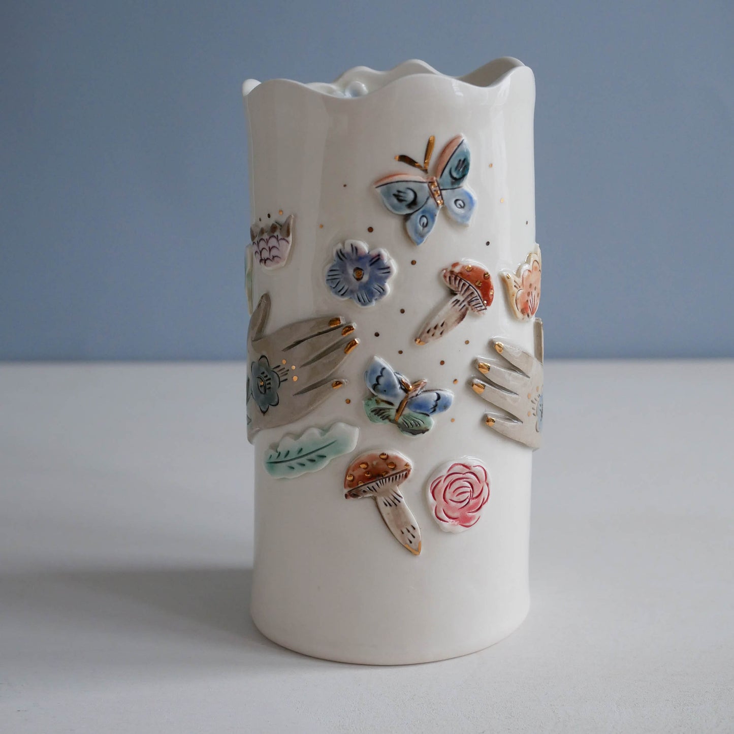 Vase * Mushroom & Butterflies *2