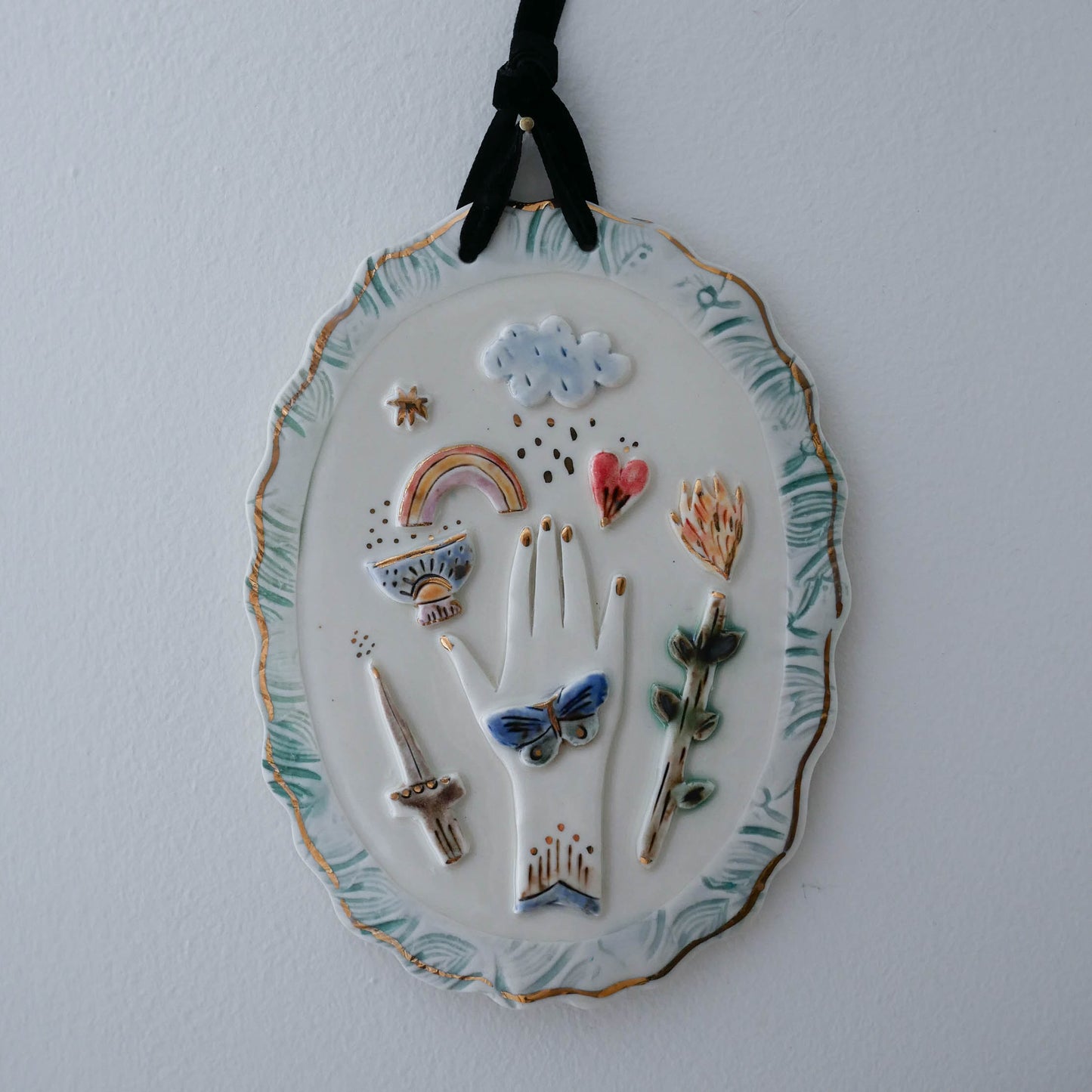 Tile * Tarot with Rainbow and Rain cloud