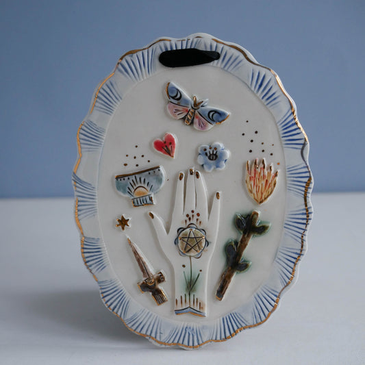 Tile * Tarot with moth & heart