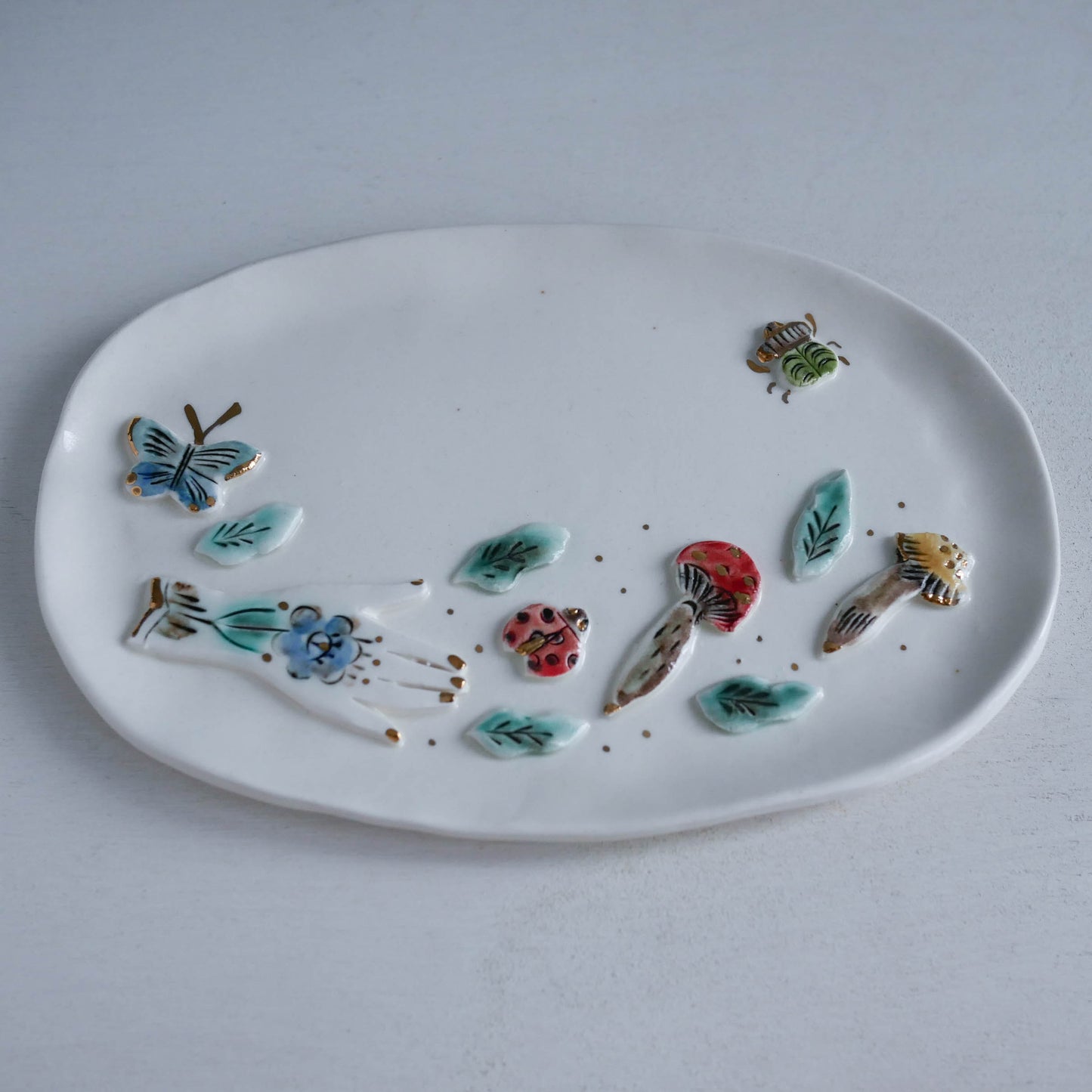 Plate * Hand to mushroom & insects