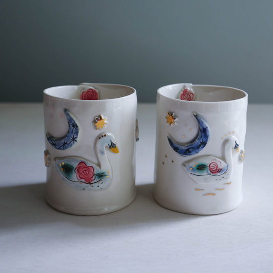 cup * Swan with moon and star